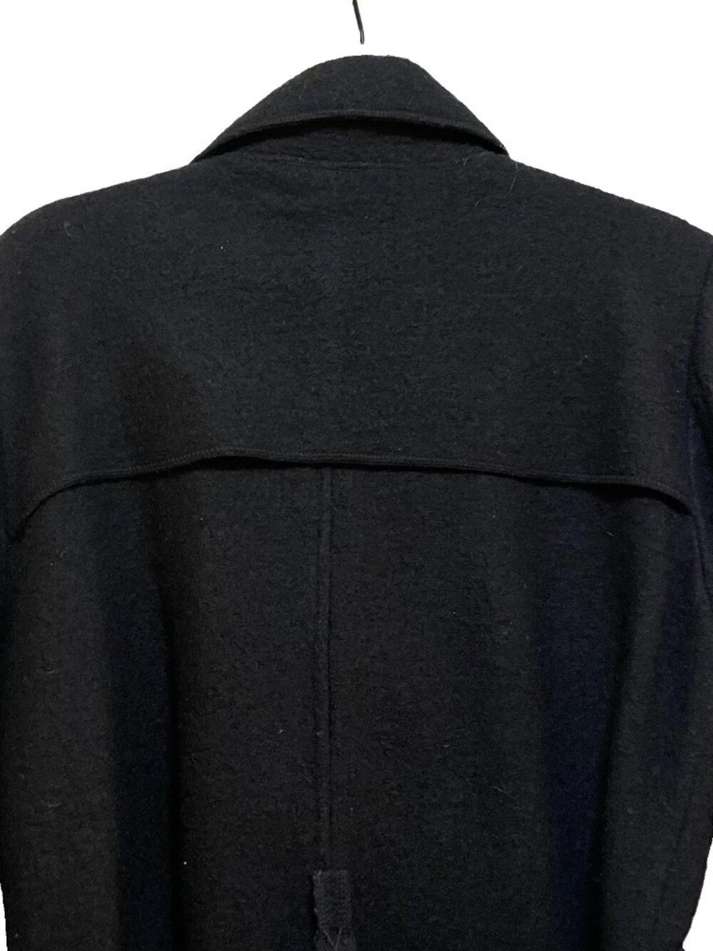 SANDRO Black 100% Wool Double Breasted Gold Button Peacoat Sz L - Picture 10 of 11